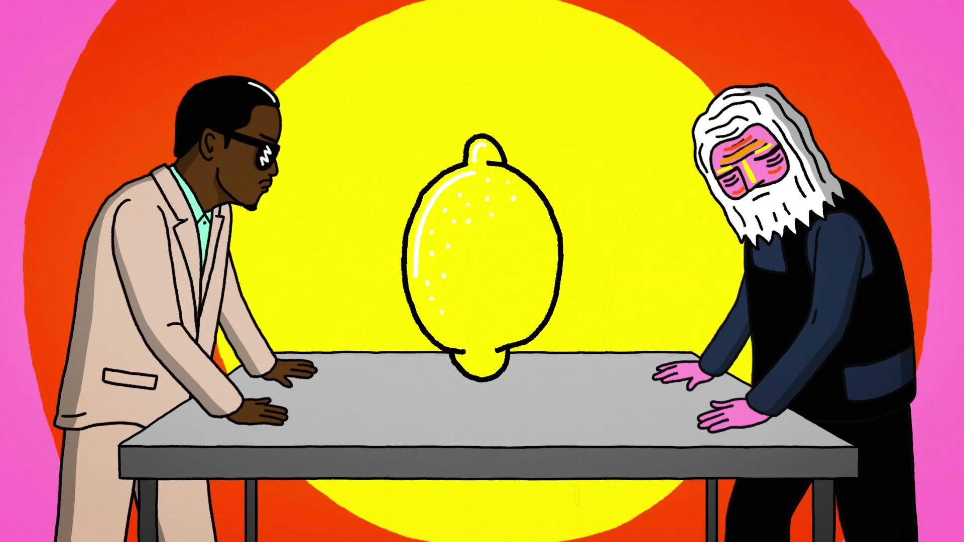 Jeremih and the apparition stare into the lemon